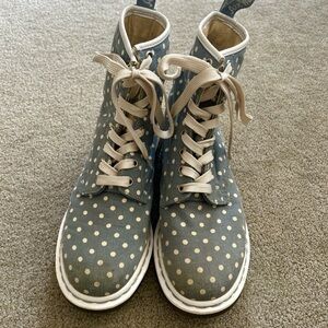Dr. Martens Women's Blue Polka Dot Lace-Up Boots
